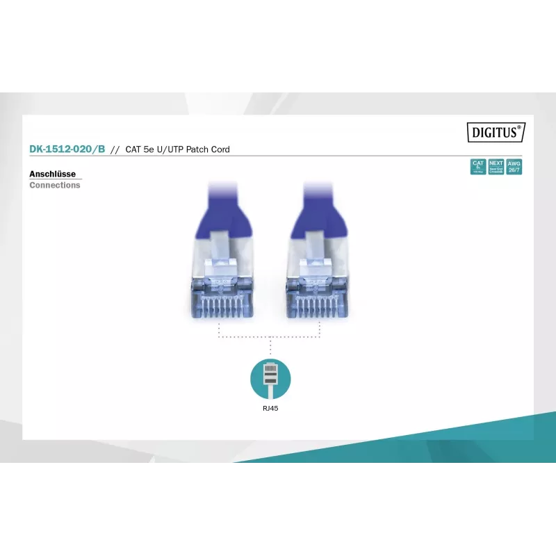 Paigalduskaabel U/UTP Cat.5e PVC 2m sinine