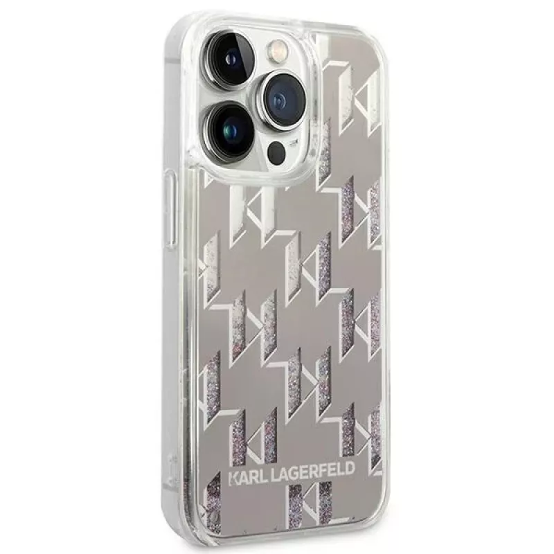 Karl Lagerfeld KLHCP14XLMNMS iPhone 14 Pro Max 6.7 kõva kate hõbedane / hõbedane Liquid Glitter Monogram
