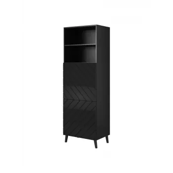 Hoiukapp cama meble ABETO 60×40×176,5 cm läikiv must, põrandal seisev, seina äärde