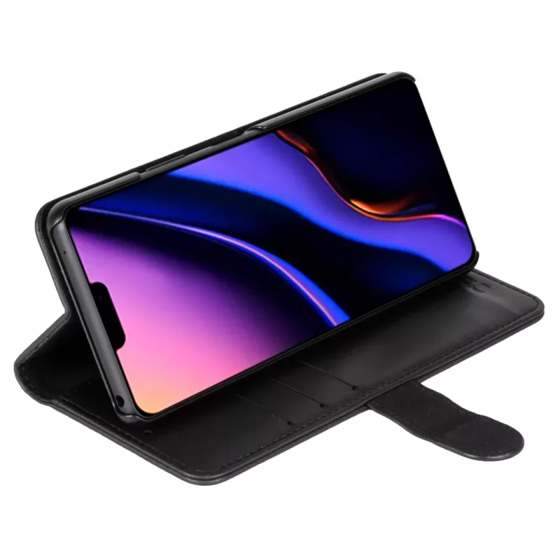 Telefonikott Krusell Apple iPhone 12 Pro Maxile — must, foliokaanega ümbris kaarditaskuga