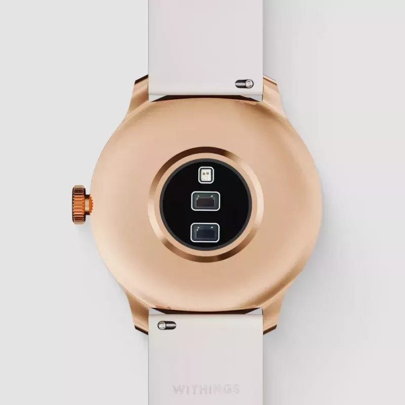 Hübriid-nutikell Withings ScanWatch Light Gold Valge