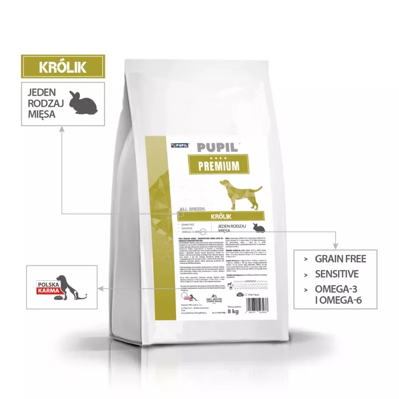 PUPIL Premium All Breeds Rabbit - kuivtoit koertele - 8kg
