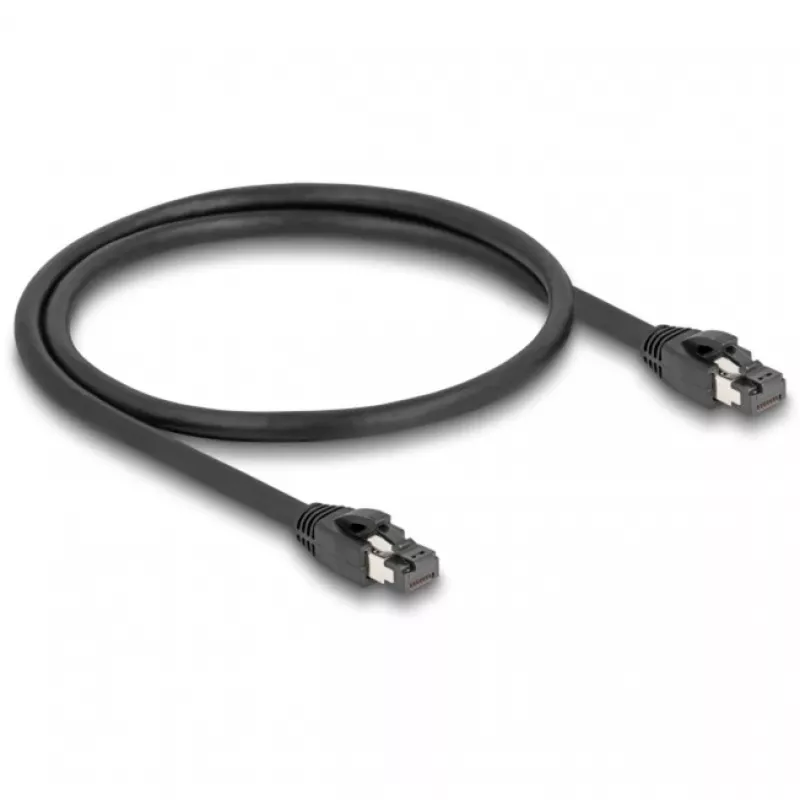 Delock - Paigalduskaabel - RJ-45 (M) kuni RJ-45 (M) - 50 cm - 7,5 mm - SFTP, PiMF - CAT 8,1 - Halogeenivaba, Snagless - Must (80232)