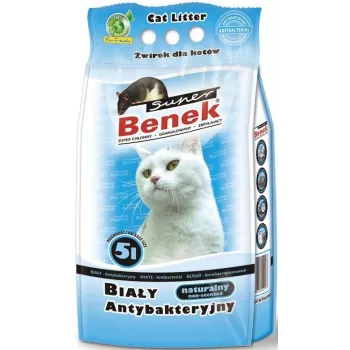 Klompiv kassiliiv super benek Certech Super Benek valge antibakteriaalne 5 L — bentoniitgraanulid, kiirelt imav, lõhna kõrvaldav
