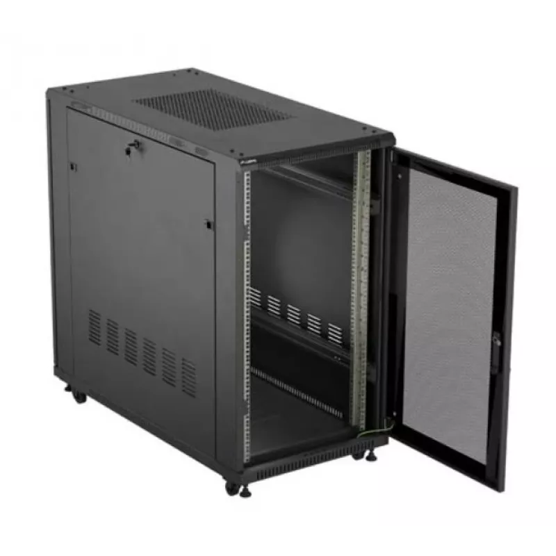 19-tolline rack-kapp LANBERG FF01-6222-23B 22U 600x1200 mm must perforeeritud ustega