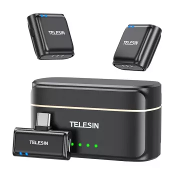 Juhtmevaba lavalier-klambrimikrofoni ja USB-C akupanga komplekt Telesin P5-MCP-01 telefonidele