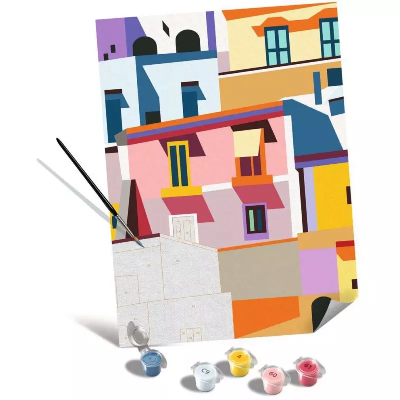 Lõuendimaalimiskomplekt Ravensburger CreArt Canvas Edition: Värvilised majad, mudel 25527