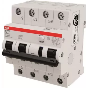 ABB RCBO lüliti DS203NCA-B16/0,03 DS203NCA-B16/0,03 6kA, 3P+N, tüüp A, B 1 (2CSR256140R1165)
