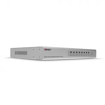 Lindy 8-pordiline VGA ja USB Combo KVM-lüliti, 2048 x 1536 pikslit, Full HD, riiulikinnitus, 1U, hõbedane