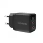 Choetech PD6051 USB-C USB-C PD 35W GaN seinadapter ekraaniga - must