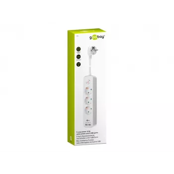 Goobay 3-suunaline pistikupesa lüliti ja USB-ga 1,5m kaabel, tüüp F