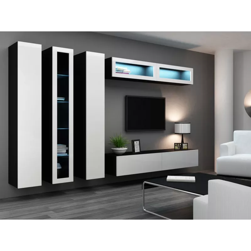 Cama suletud Kapp VIGO '180' 180/40/30 valge/must läikiv
