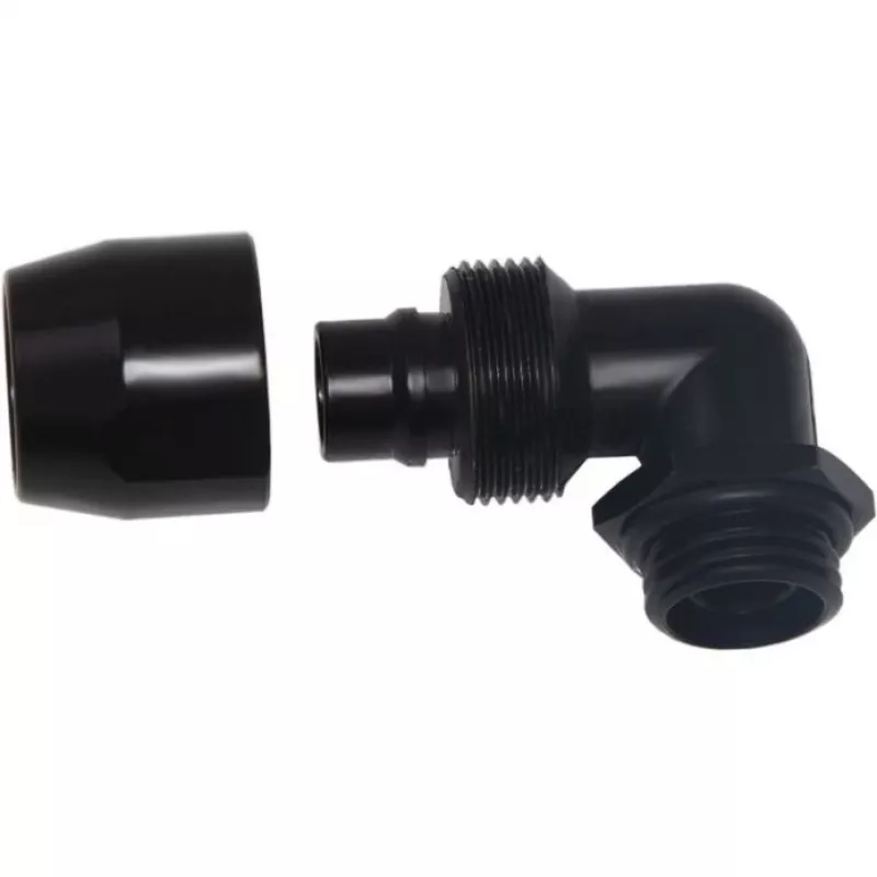 Alphacool HF sissekeeratav liitmik TPV Metal - 90° pööratav 12,7/7,6 mm - must (17455)