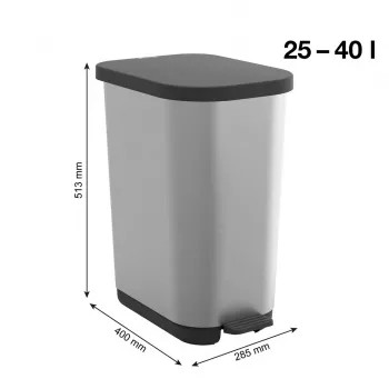 ROTHO Ribo Silver – pedaaliga prügikast – 35 l