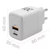 GaN-laadija QOLTEC 51823 20W USB toiteadapter, 5V/20V väljund