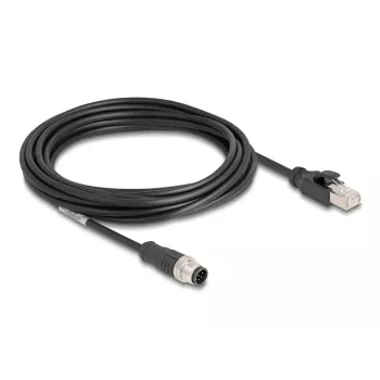 Võrgukaabel DeLOCK M12 kaabel A-kodeeritud 8 kontaktiga isane RJ45 isasele Cat5e 5 m Must