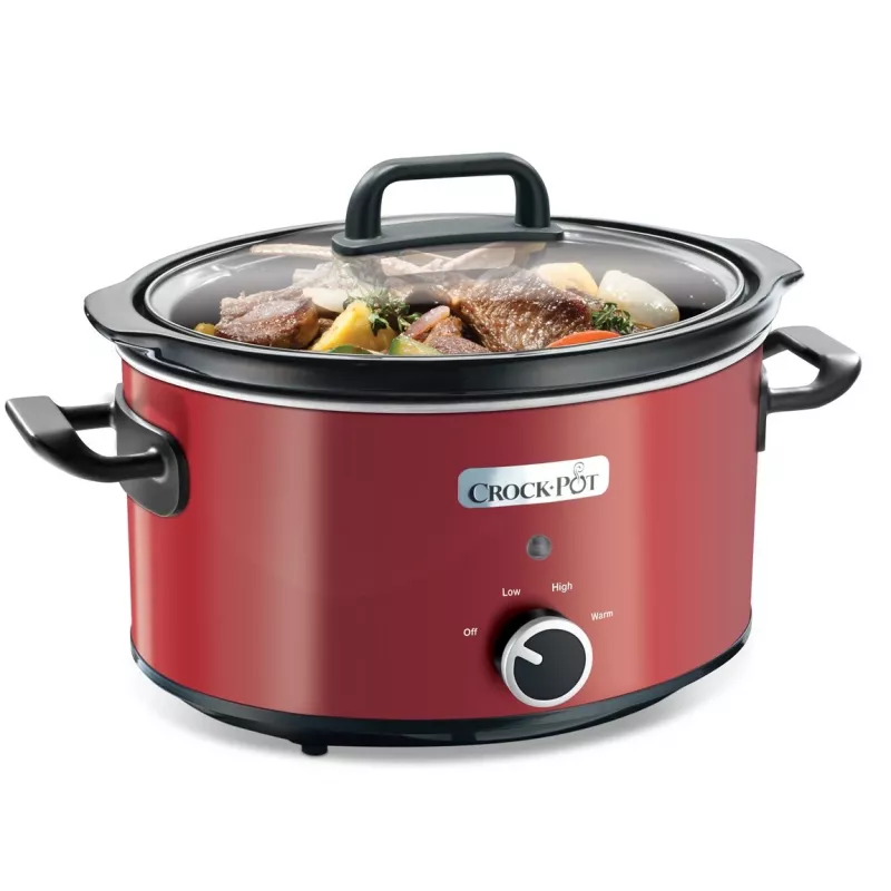 Aeglane pliit Crock-Pot SCV400RD 3,5 L keraamiline eemaldatav kauss, klaasist kaas, 2 kuumutusastet