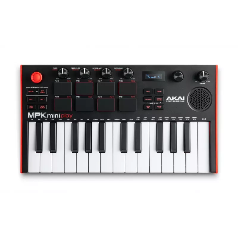 MIDI klaviatuur Akai MPK Mini Play Mk3 25 klahvi USB must punane