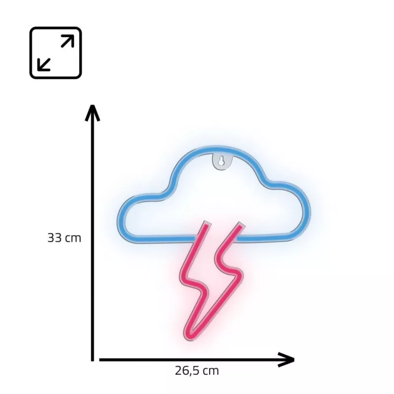 Neoonlamp MANTA SNL71BL pilv välguga sinine-roosa – dekoratiivne LED-neoonsilt
