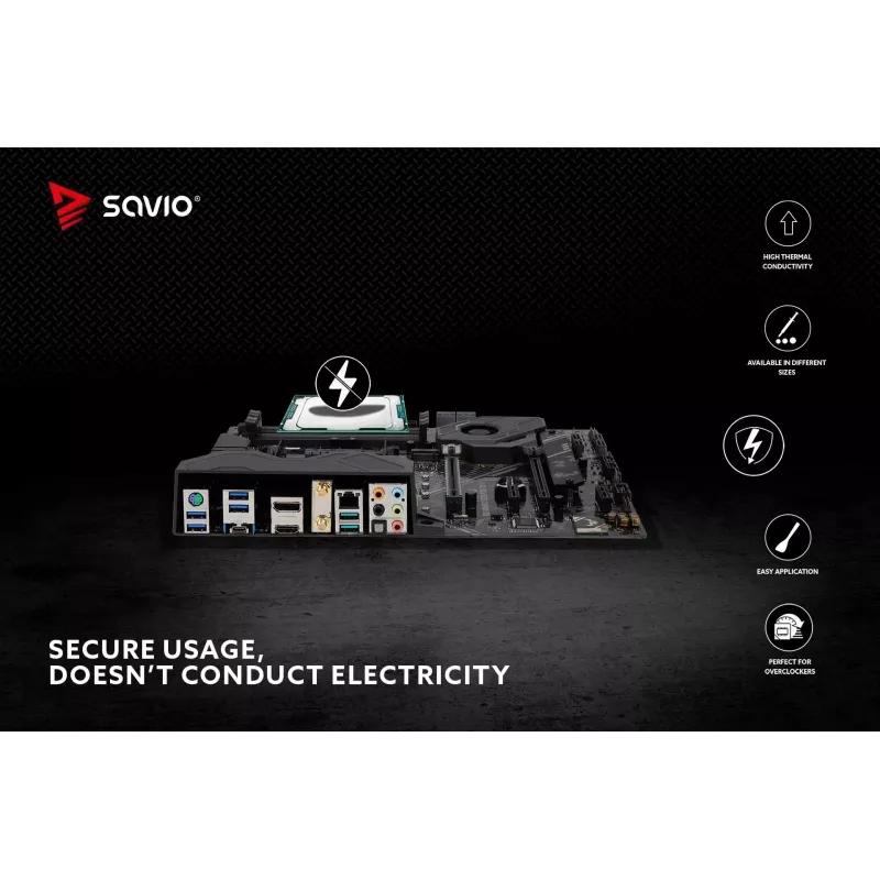 Termopasta SAVIO TG-03 13,5 W/m·K, 2 g — termoliidese segu