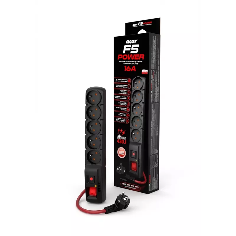 ACAR F5 POWER Must 5 pistikupesa(t) 230 V 10 m