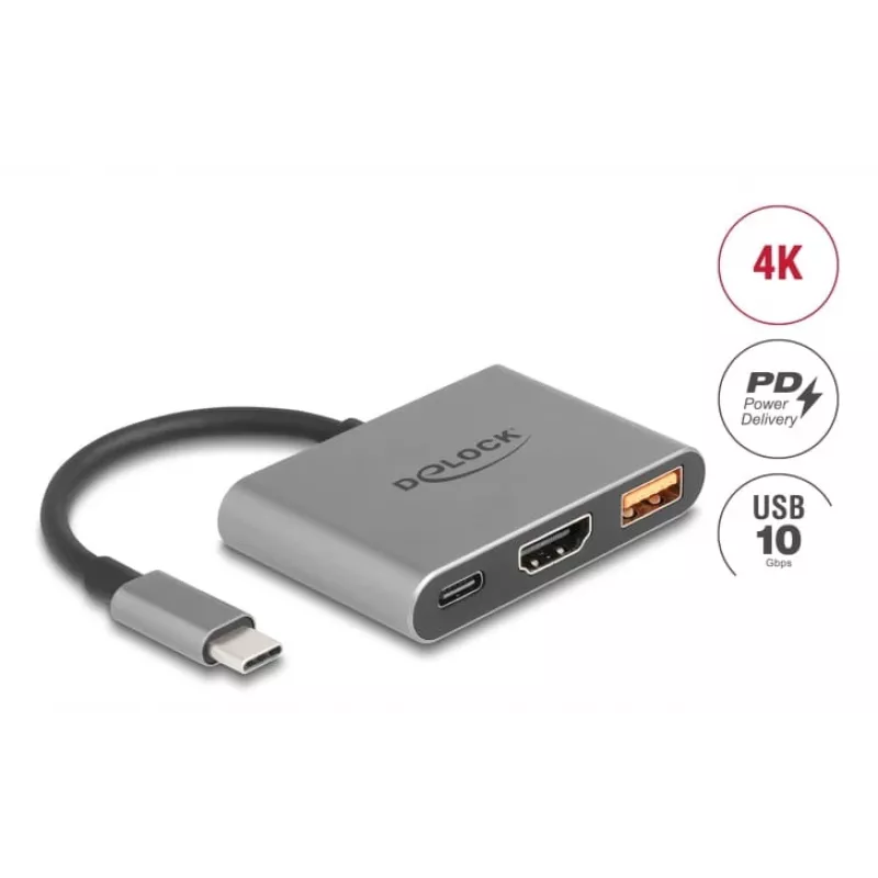 DeLOCK 61071 videokaabli adapter 0,1 m USB USB-C USB USB-C USB Type-A HDMI hall