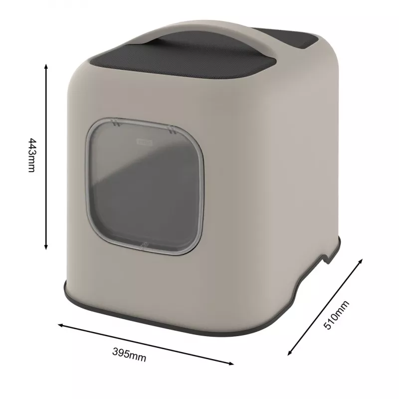 Hooded litter box Rotho BIALA Beige 395×510×443 mm, plastik with spatula