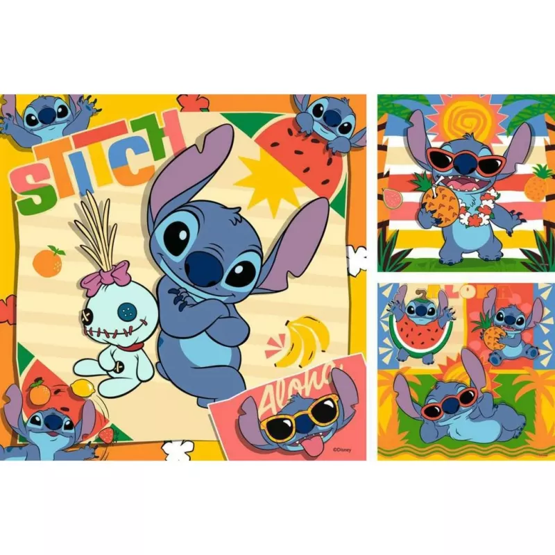 Laste pusle Ravensburger Disney Stitch — 3 x 49 tükki, sobib lastele
