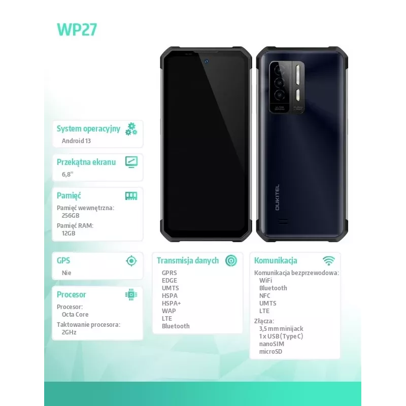 Nutitelefon Oukitel WP27 6.78 tolli 12GB/256GB Must