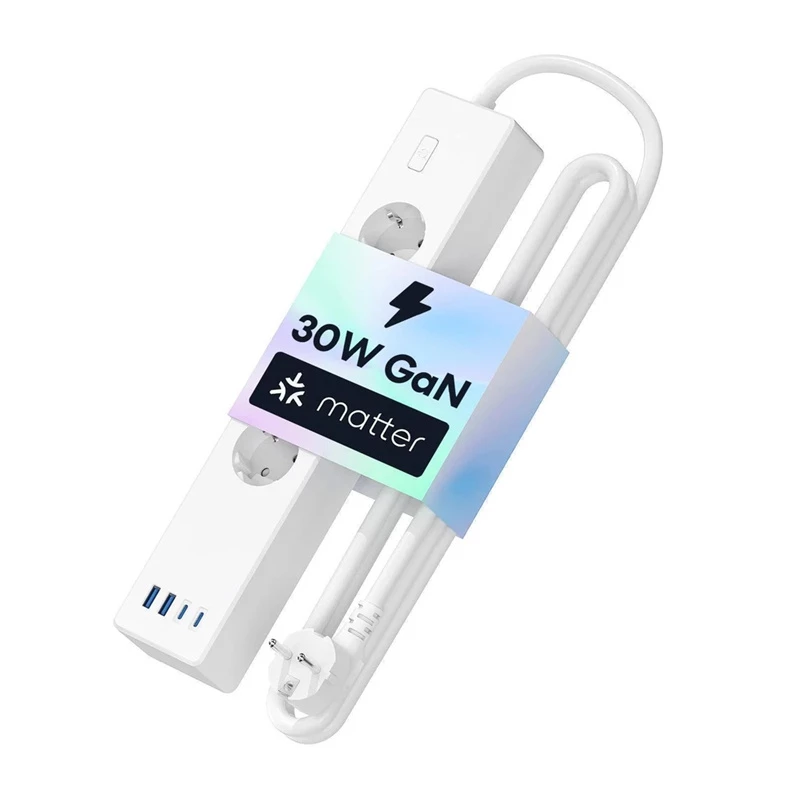 Pikendusjuhe Meross MSP844 — 4 vahelduvvoolu pistikupesa, 2 USB‑A, 2 USB‑C