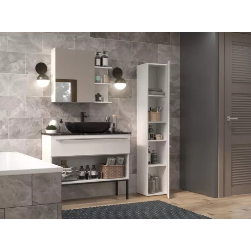 Vannitoa hoiukapp top e shop NEL II BIEL POŁ — vabaltseisev, 5 riiulit, 310×300×1740 mm, valge