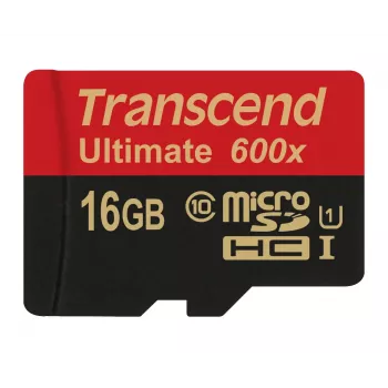 Transcend microSDHC MLC 16GB Class 10 UHS-I 600x + SD-adapter