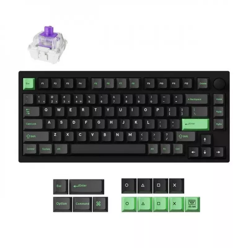 Mehaaniline klaviatuur Keychron P1 H-M1Z 75% juhtmega ja juhtmevaba USB, RF, Bluetooth 5.2, RGB-taustvalgustus, must, aku kuni 100 tundi, USB-C