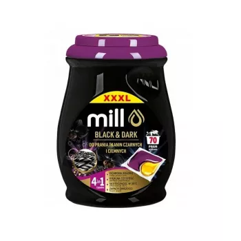 MILL PROFESSIONAL 2-kambrilised kapslid musta ja tumeda pesu jaoks 70 tk.