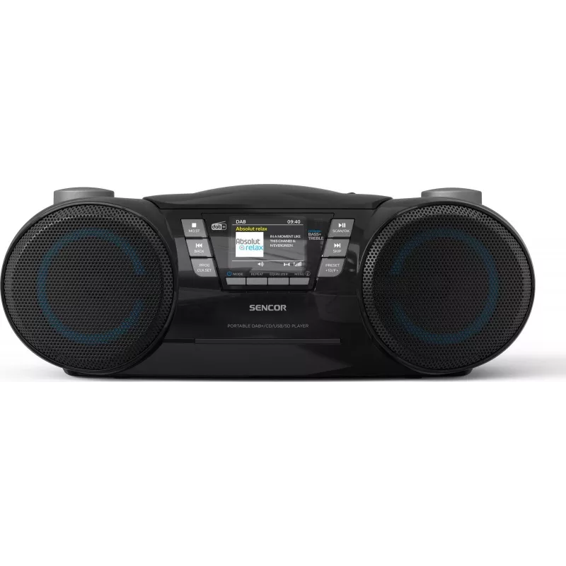 Kaasaskantav DAB+ CD/MP3/USB/SD Bluetooth-mängija SENCOR SPT 6510DB — DAB+, Bluetooth 5.3, 16 W RMS, CD/USB/SD, 2,4-tolline LCD
