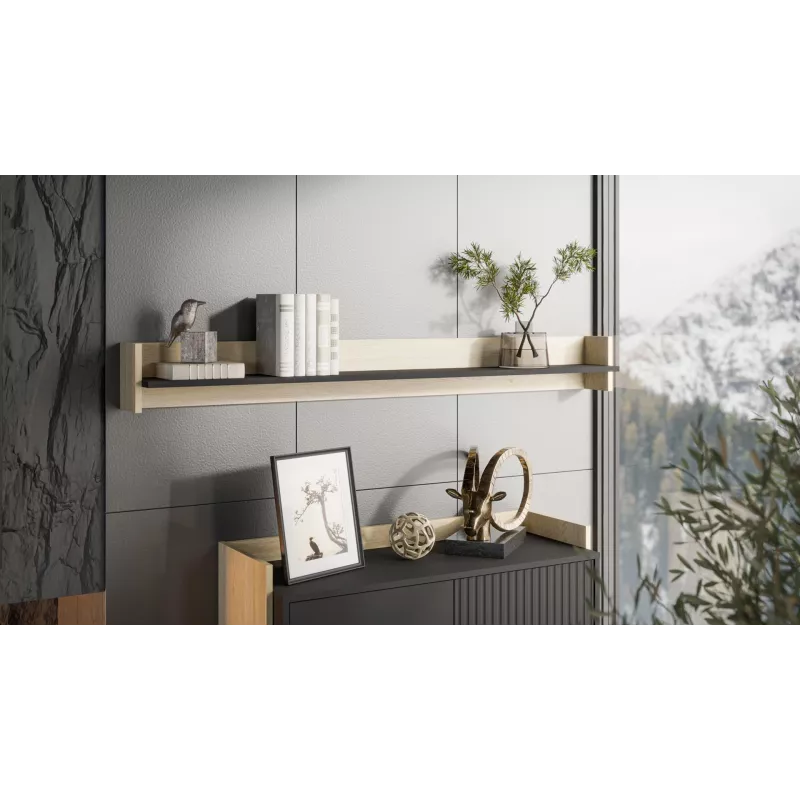 Cama Shelf PORTO 150x18x16.5 tamm/must