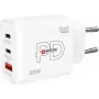 Toiteadapter SKROSS Power Charger 65W PD GaN EU USB‑C 2x — 65W USB‑C GaN laadija kahe USB‑C pordiga, EL-pistik