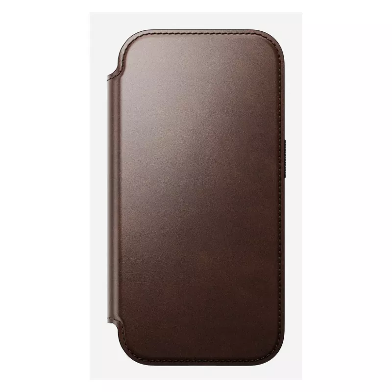 Mobiiltelefoni ümbris Nomad Modern Leather Folio iPhone 17 Pro jaoks, nahk/alumiinium, 16 cm (6,3 tolli) pruun, 4 kaarditaskut