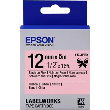 Epson sildikassett satiinlint LK-4PBK must/roosa 12mm (5m)