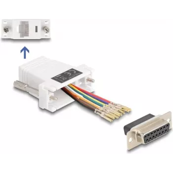 DeLOCK D-Sub 15 kontakt emane RJ45 emane komplekt valge VGA RJ-45
