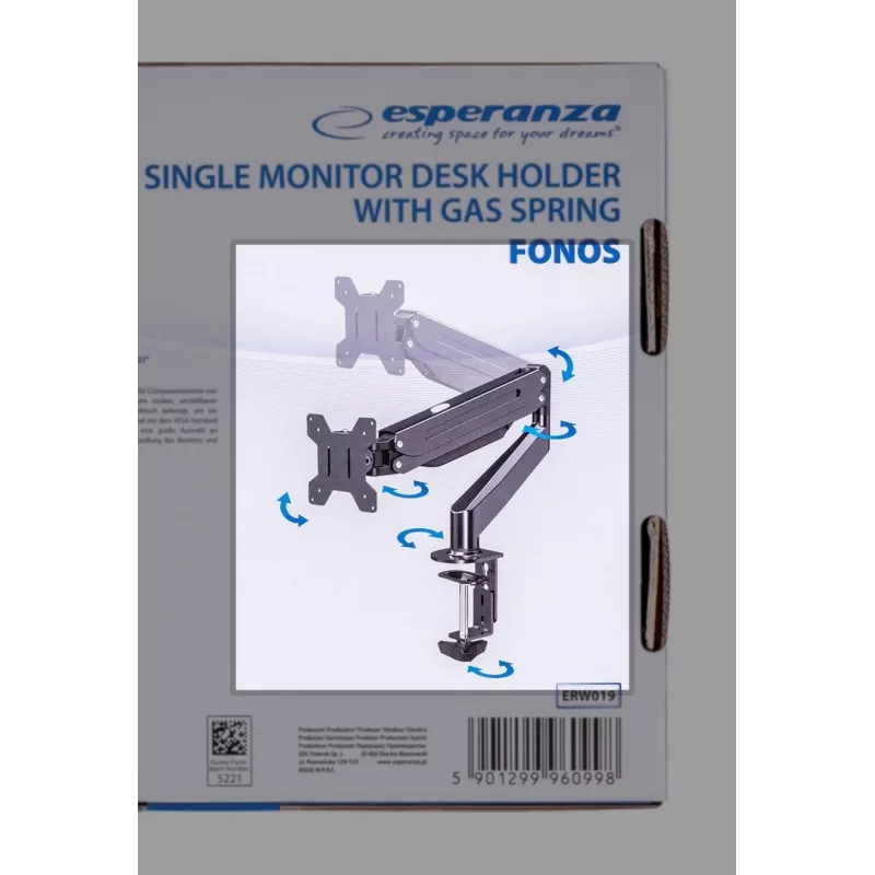 Esperanza ERW019 monitori kinnitus/alus 68,6 cm (27) laud Must