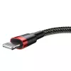 USB-A – Lightningi kaabel Baseus Cafule 2,4 A QC 3.0, 1 m — must/punane