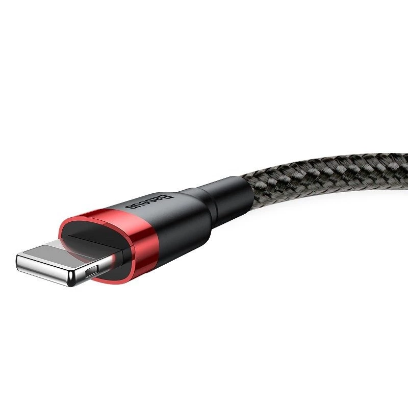 USB-A – Lightningi kaabel Baseus Cafule 2,4 A QC 3.0, 1 m — must/punane