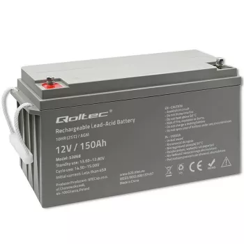 Qoltec 53068 AGM aku | 12V | 150Ah | max. 2250A