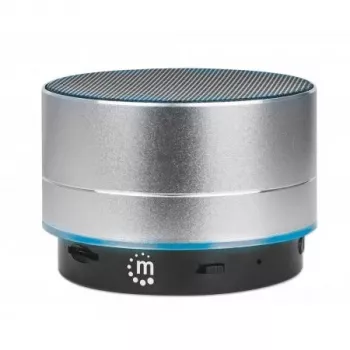 Manhattan Metallic Bluetooth Speaker, pritsmekindel, ulatus 10 m, microSD-kaardilugeja, 3,5 mm lisasisend, kaasas USB-A laadimiskaabel (5 V laadimine), hõbedane, kolmeaastane garantii
