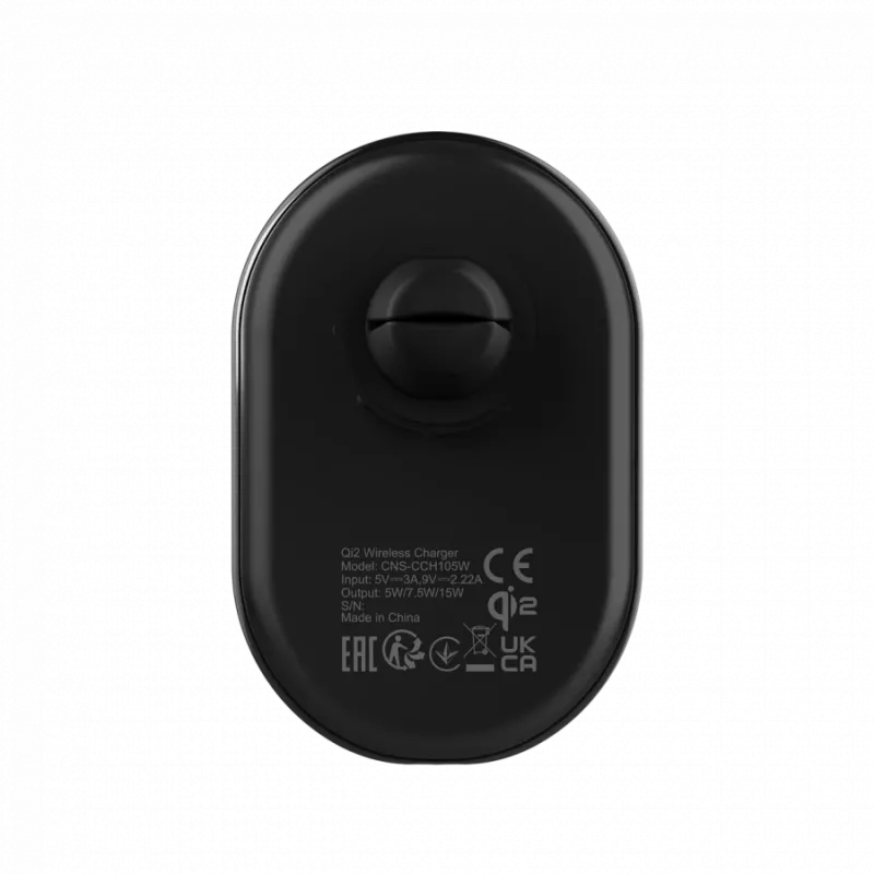Juhtmevaba autolaadija CANYON OnGrip 105 15W Qi2 juhtmevaba must