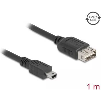 USB 2.0 kaabel DELOCK 81524 — Mini-USB B USB A-le, 1 m, must