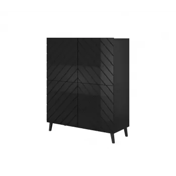 Shelving unit ABETO 100.5 x 40 x 121.5 cm must/läikiv must