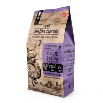 Kuiv kassitoit wiejskazagroda COUNTRY FARM kana ja pardiga 10 kg — täiskasvanud, valk 44%, rasv 17%, gluteenivaba, sojavaba
