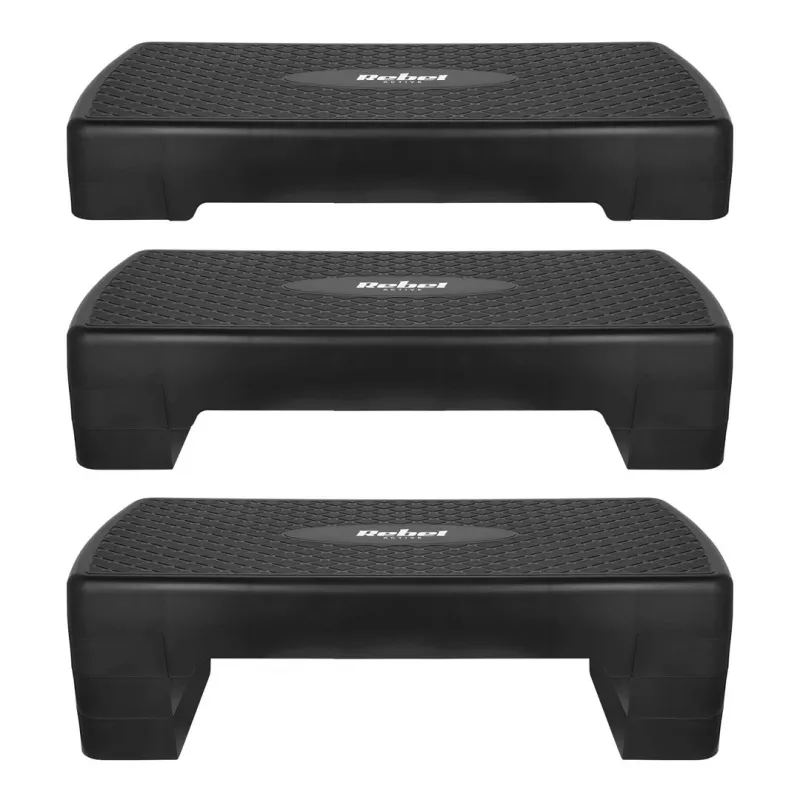 Rebeli fitness-stepiplatvorm – 3 kõrgustasandit, polüpropüleen, libisemiskindel pind, 680×280 mm